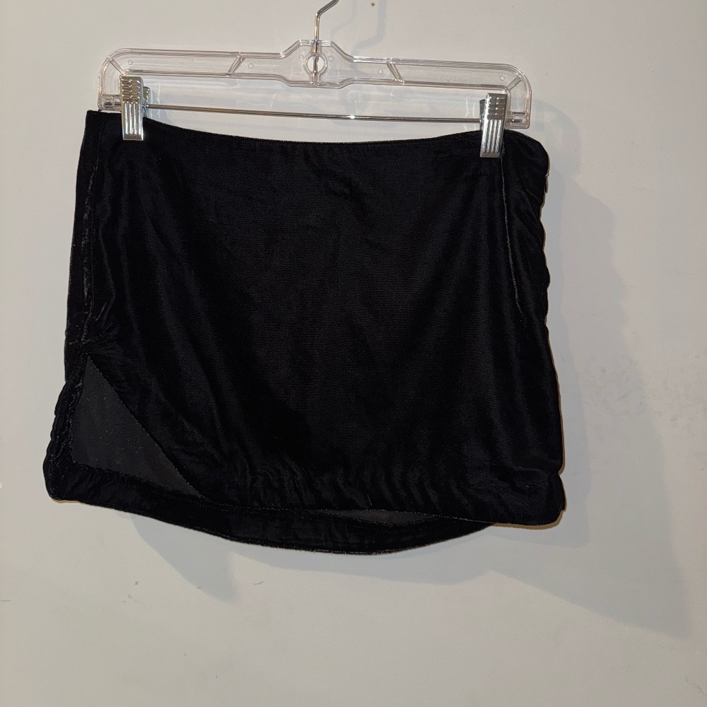 free people black velvet mini skirt